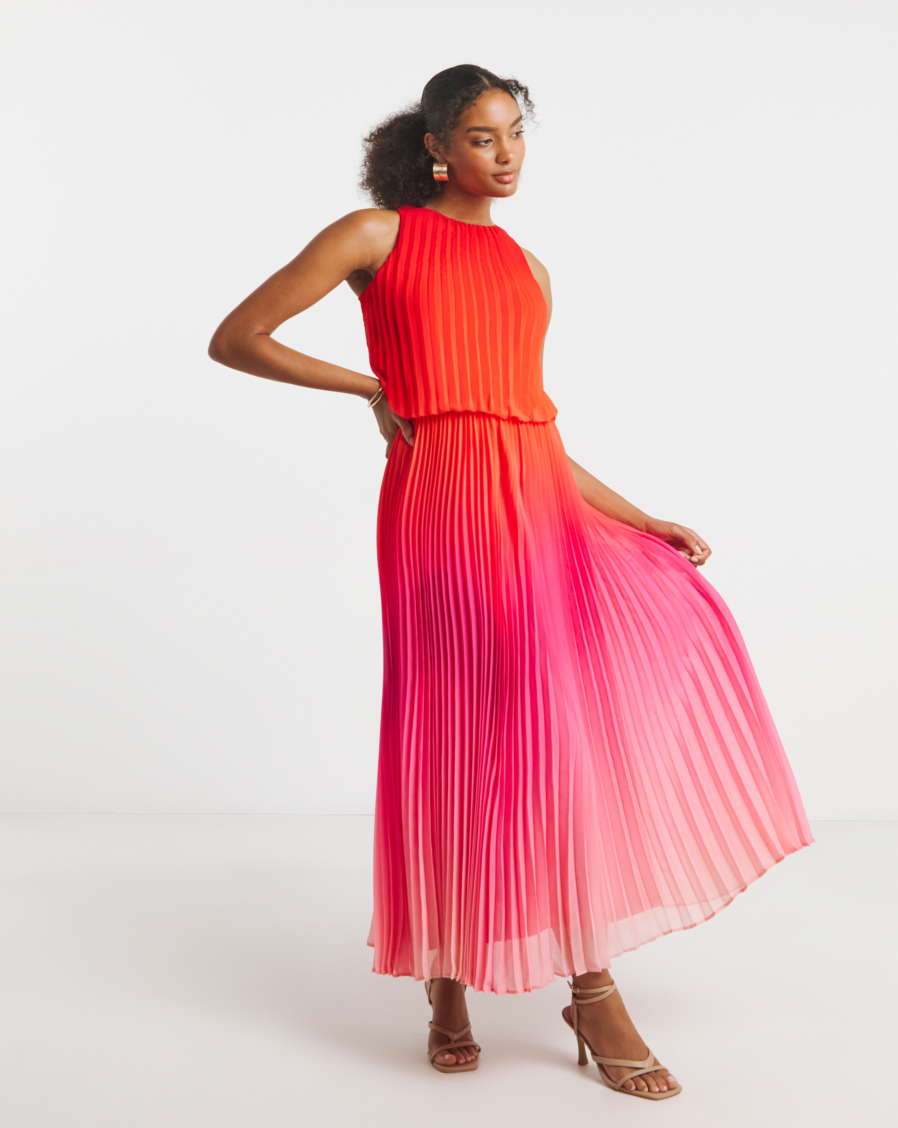 Joanna Hope Pleated Ombre Dress