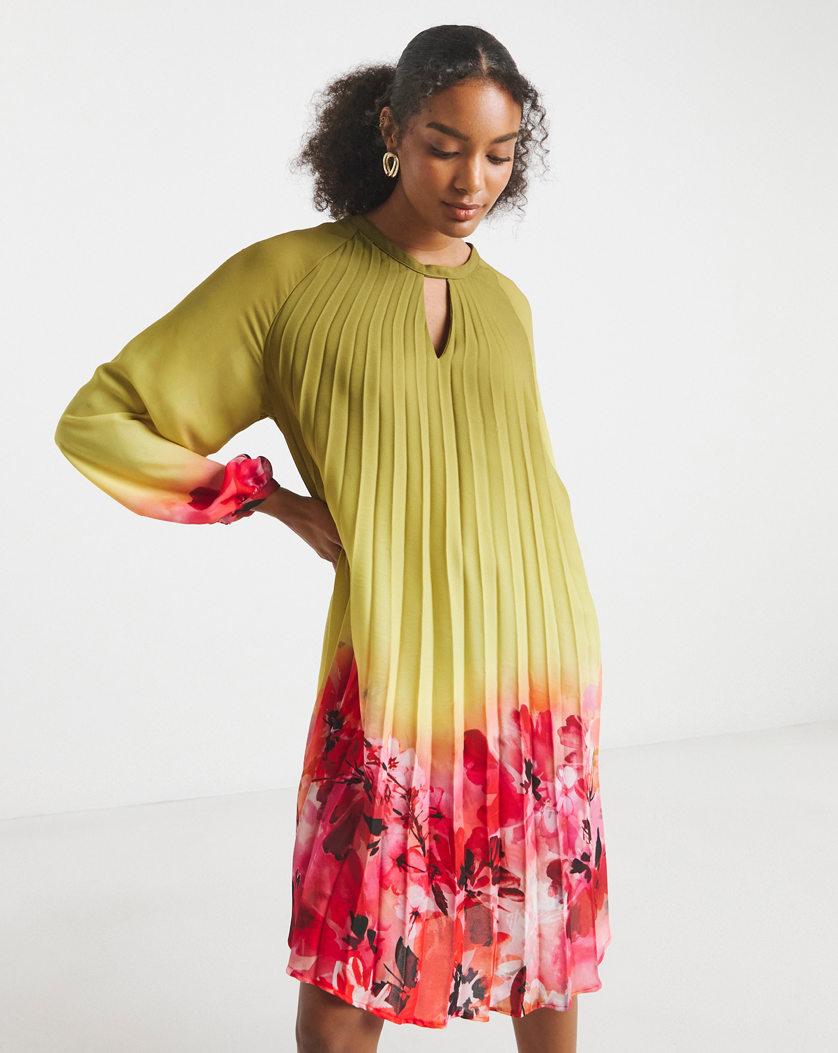 Joanna Hope Ombre Pleated Shift Dress