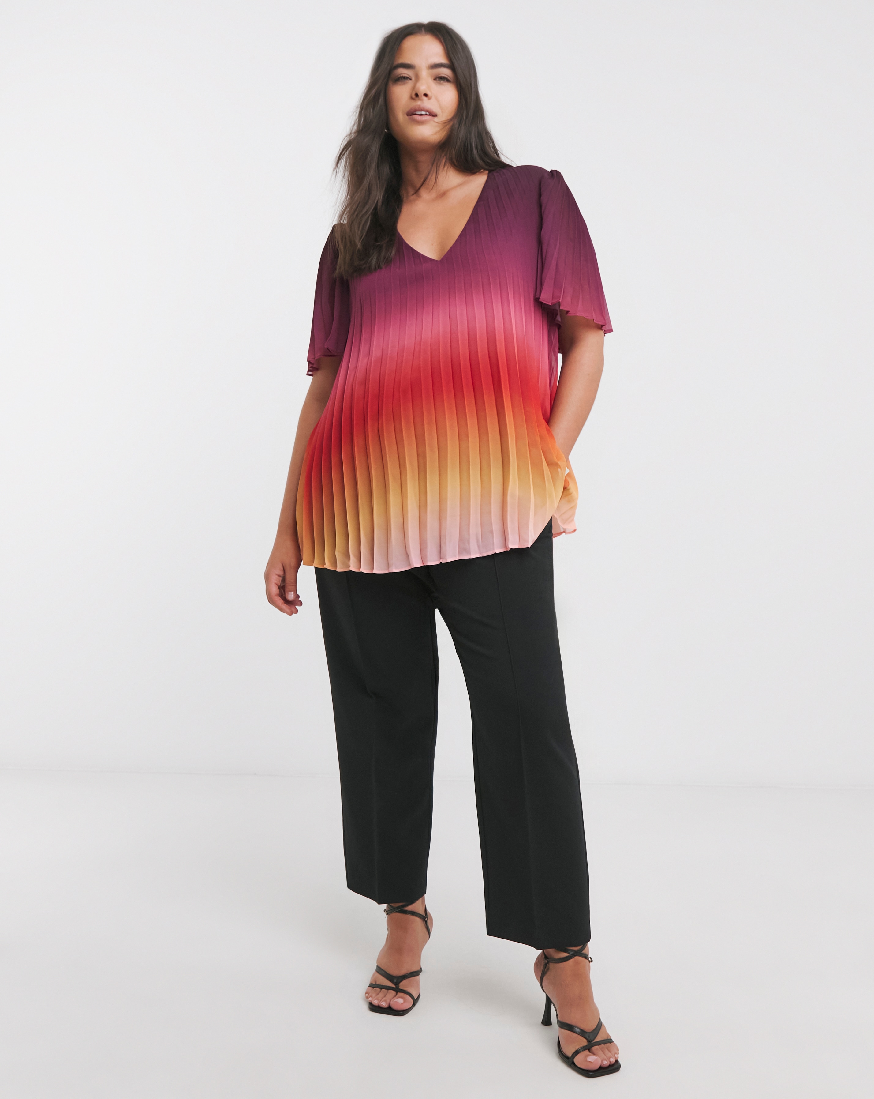 Joanna Hope Ombre Pleated Blouse
