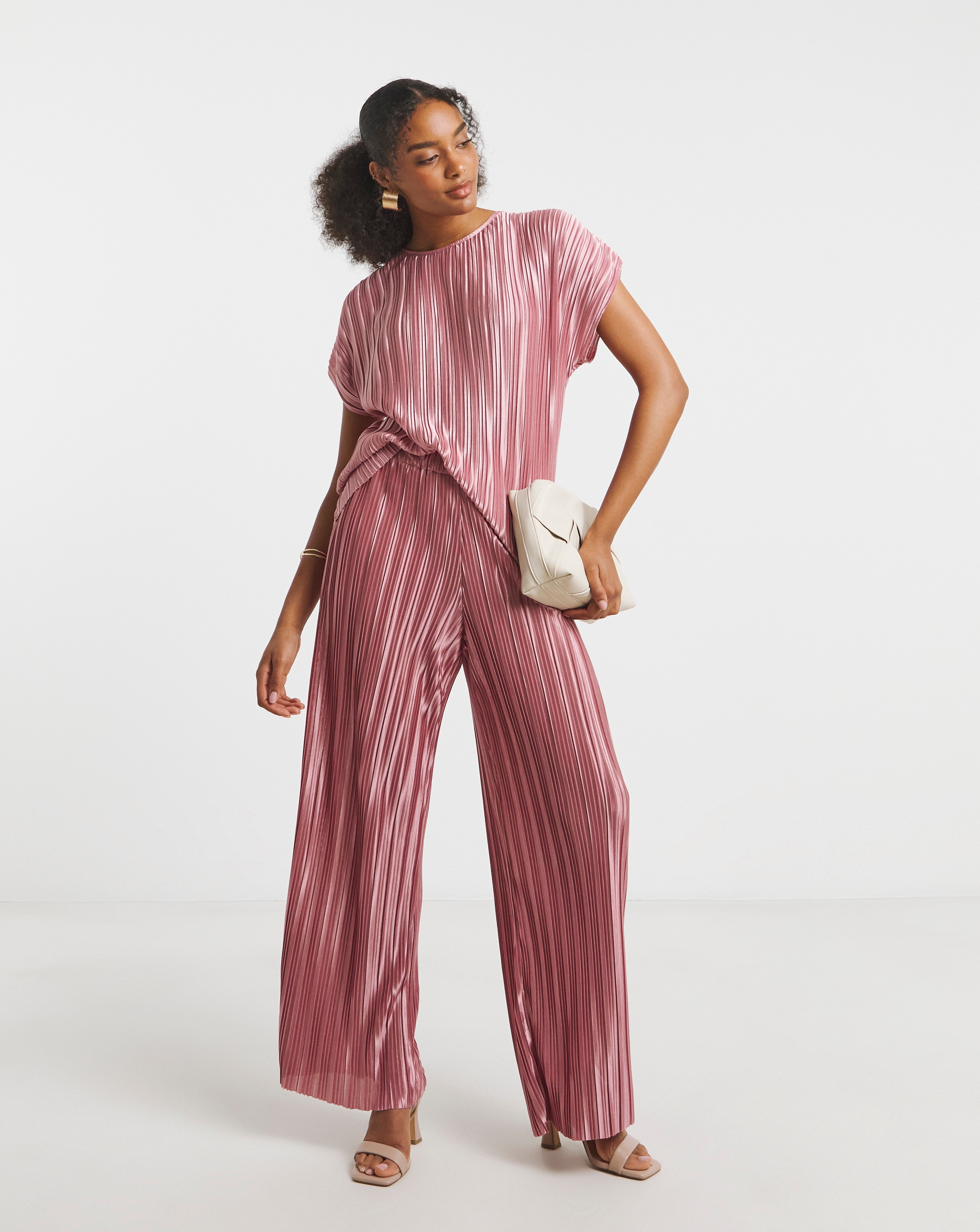 Joanna Hope Plisse Wide Leg Trousers