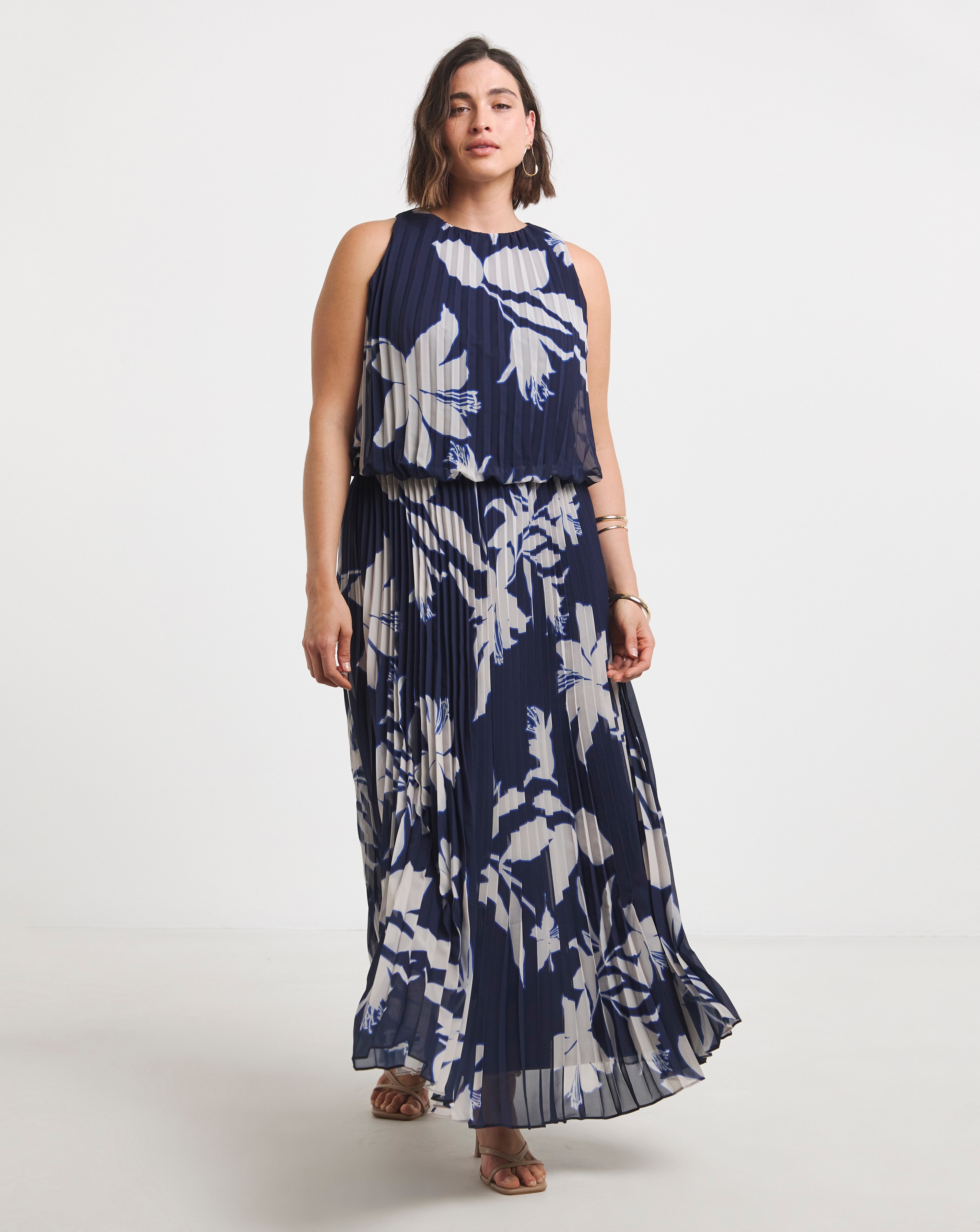 Joanna Hope Pleated Halter Dress