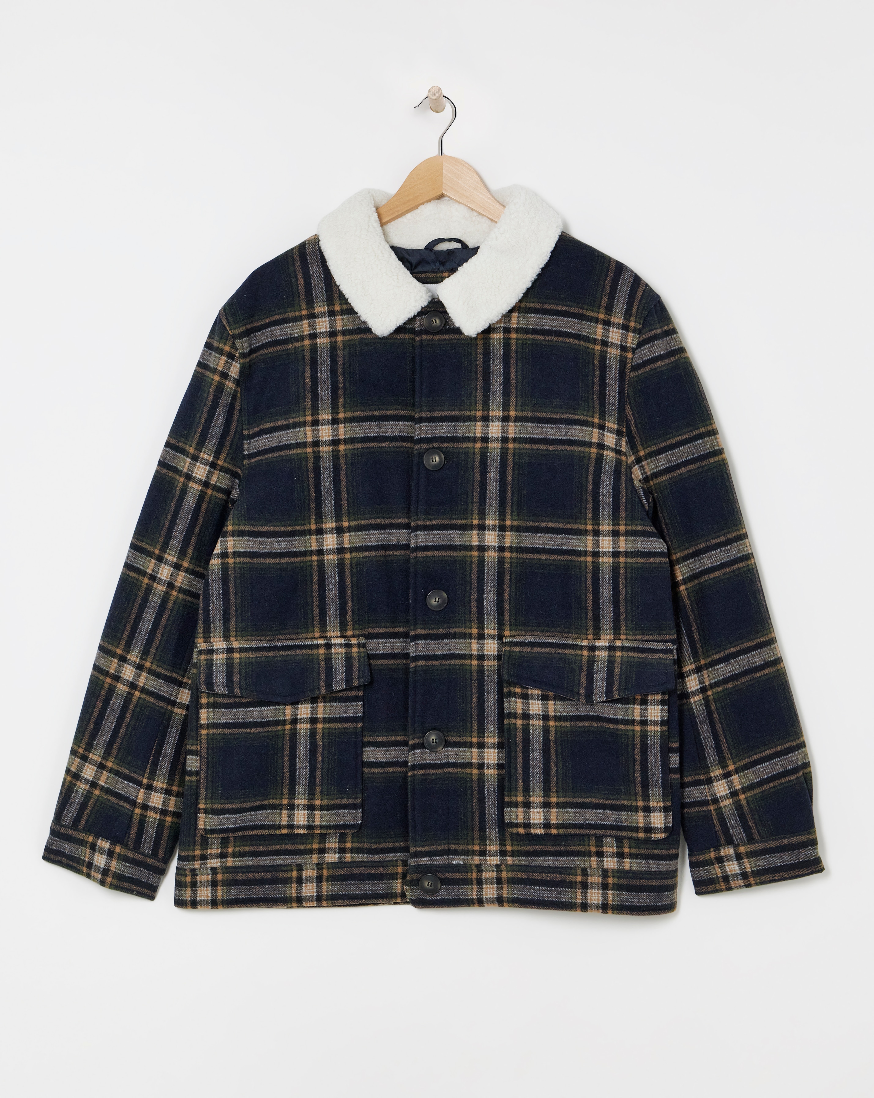 Borg Collar Check Shacket