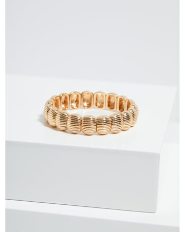 Mood Gold Polished Ridged Stretch Bracelet