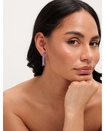 Jon Richard Rhodium Plated Lavender Leaf Earrings