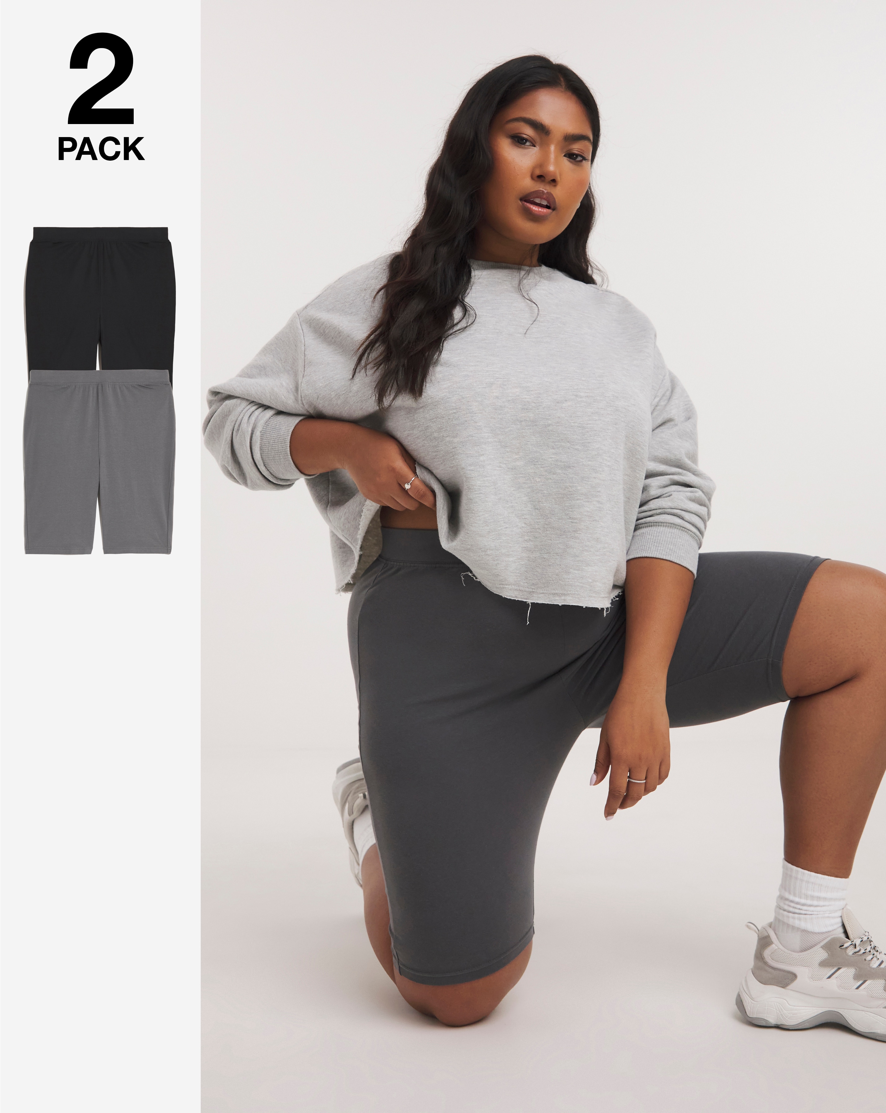 2 Pack Black/ Charcoal Cycling Shorts