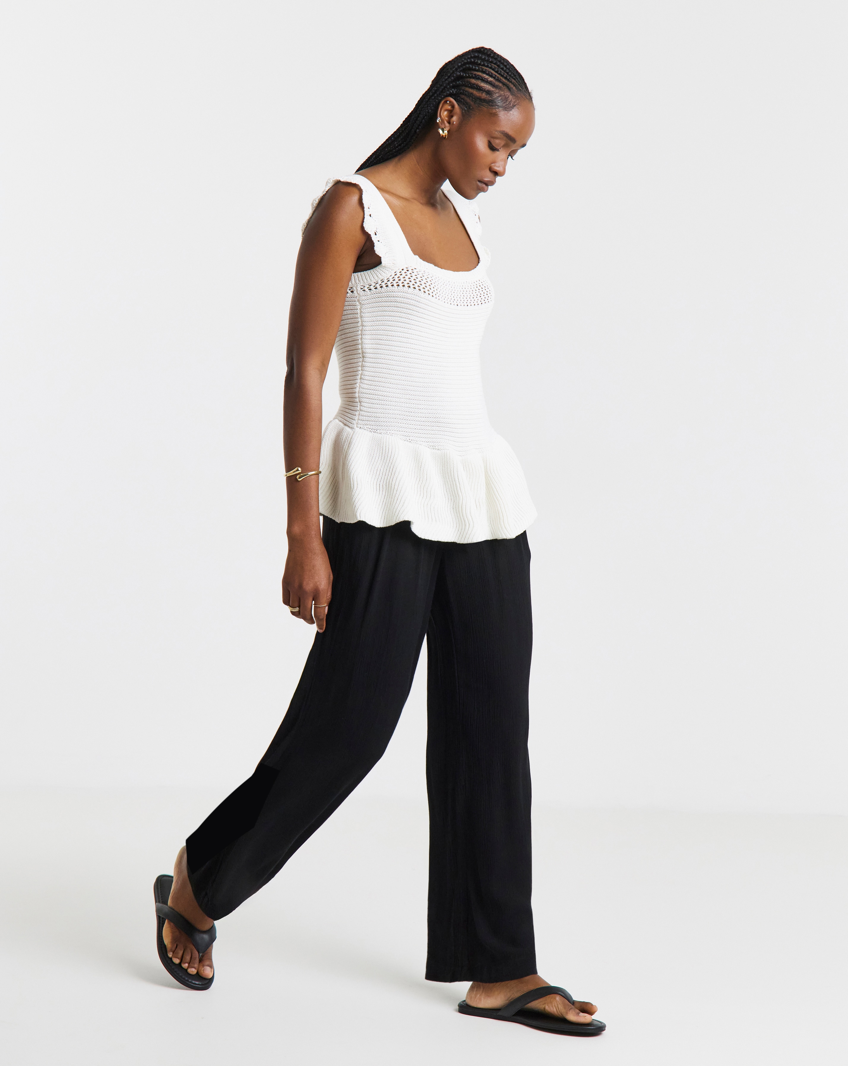 Crinkle Wide Leg Trousers