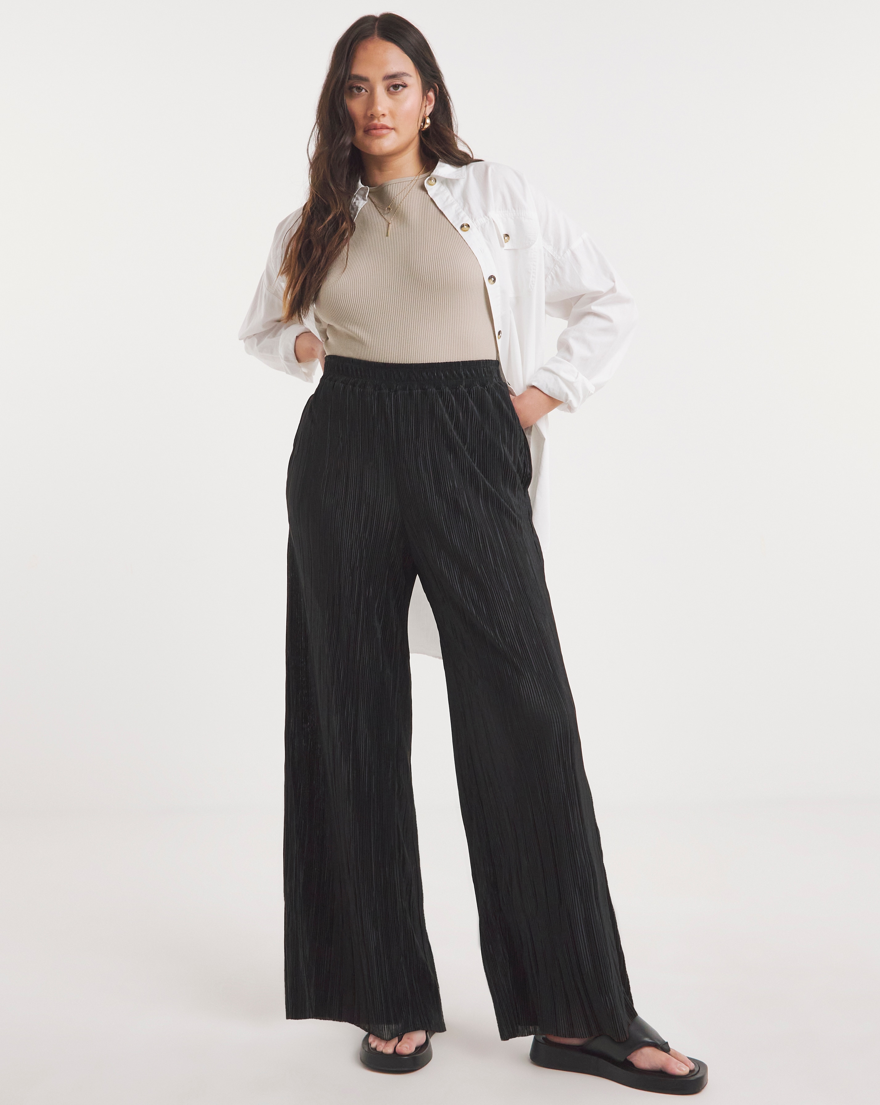 Plisse Full Length Trousers