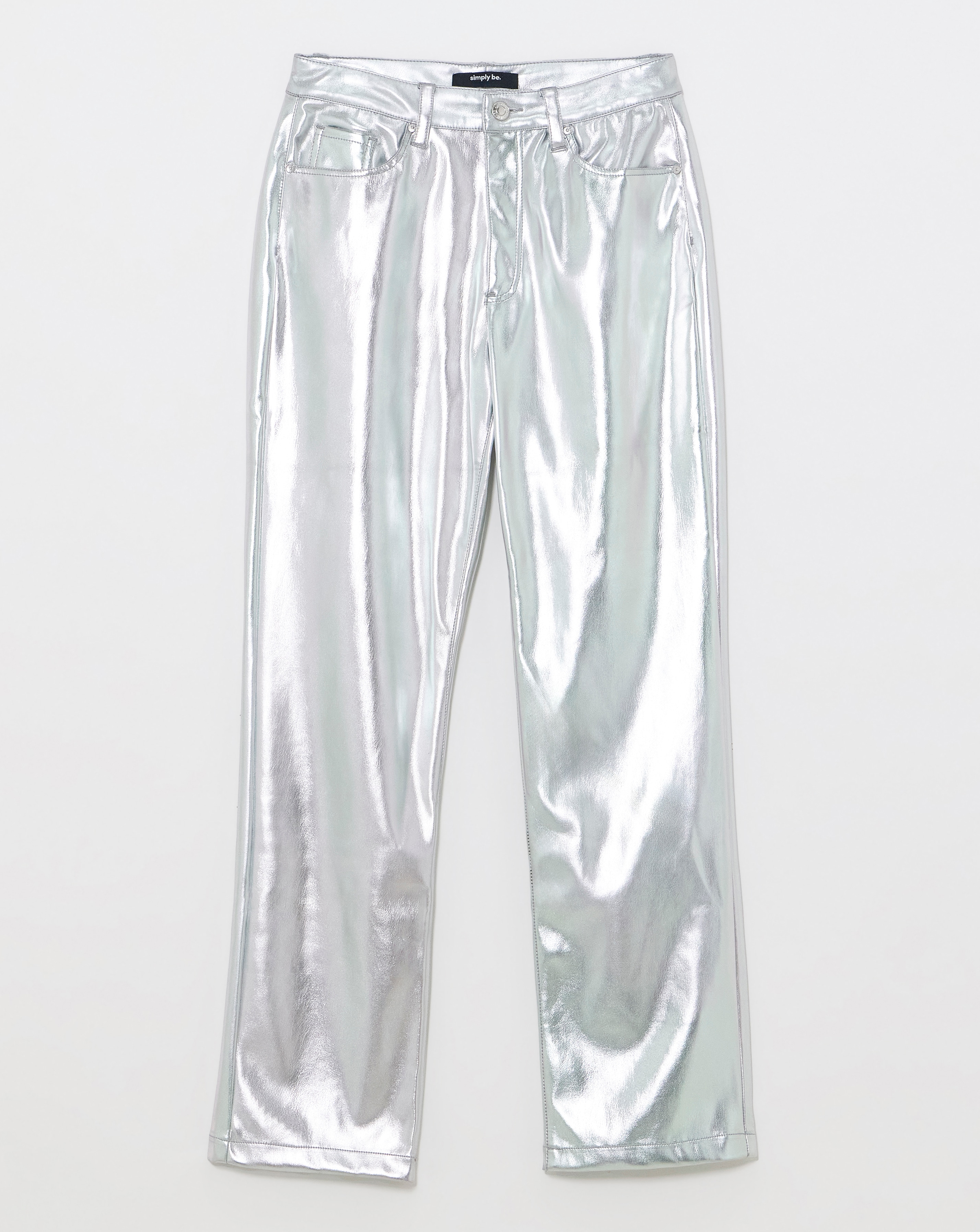 Metallic PU Straight Leg Trousers