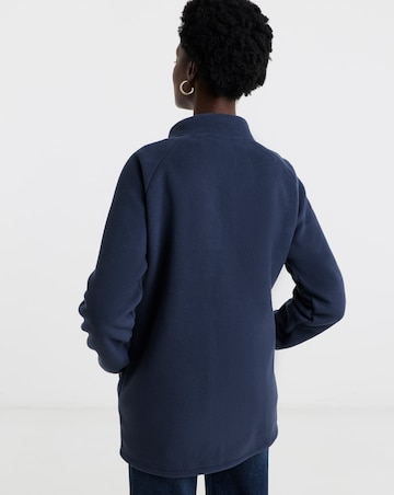Navy Print Zip Through Longline Fleece