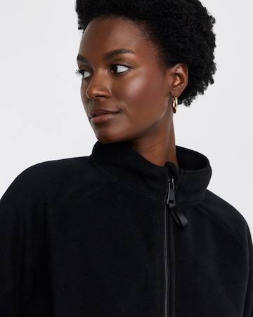 Black Zip Through Longline Fleece