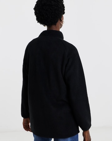 Black Zip Through Longline Fleece