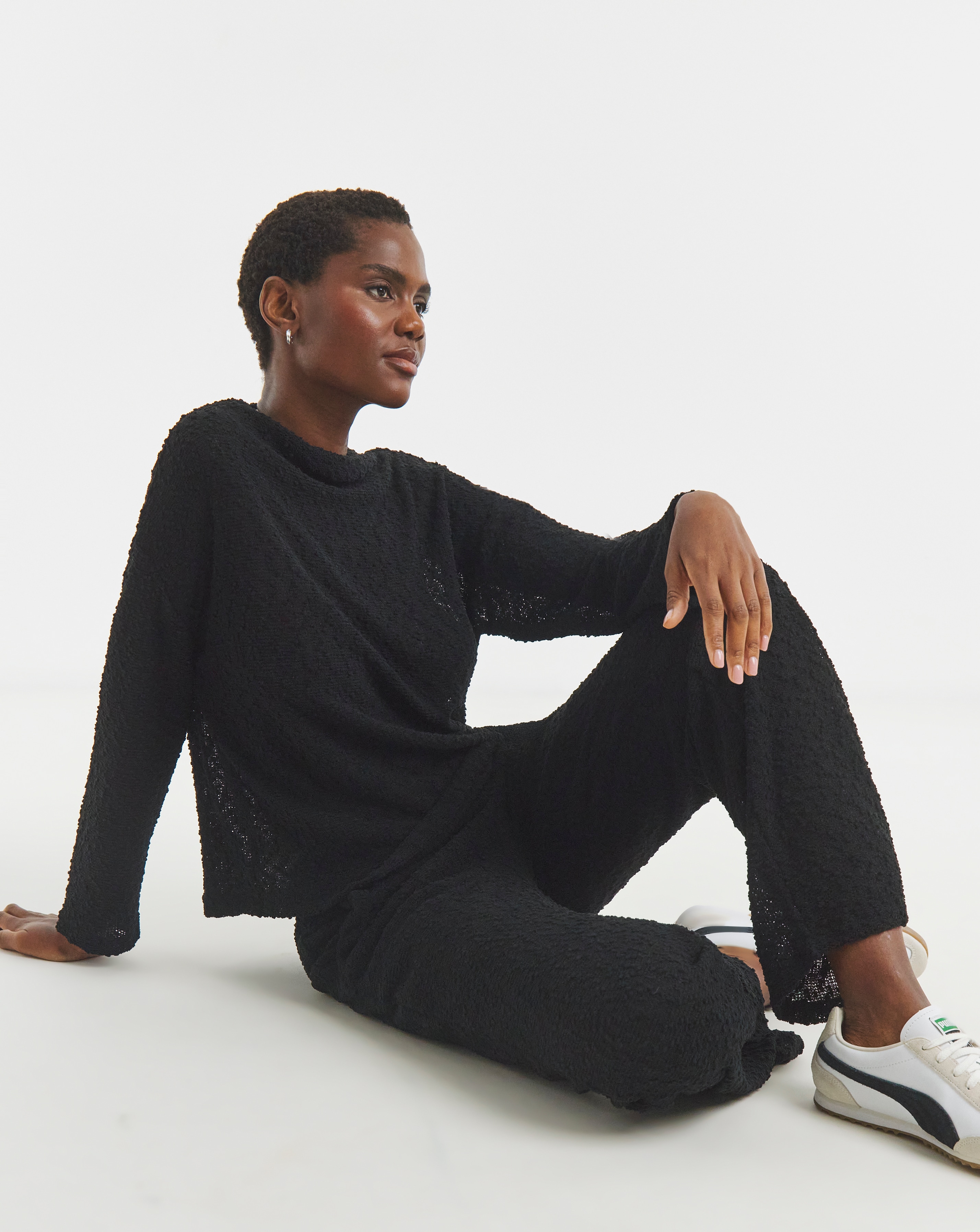 Boucle Wide Leg Jogger