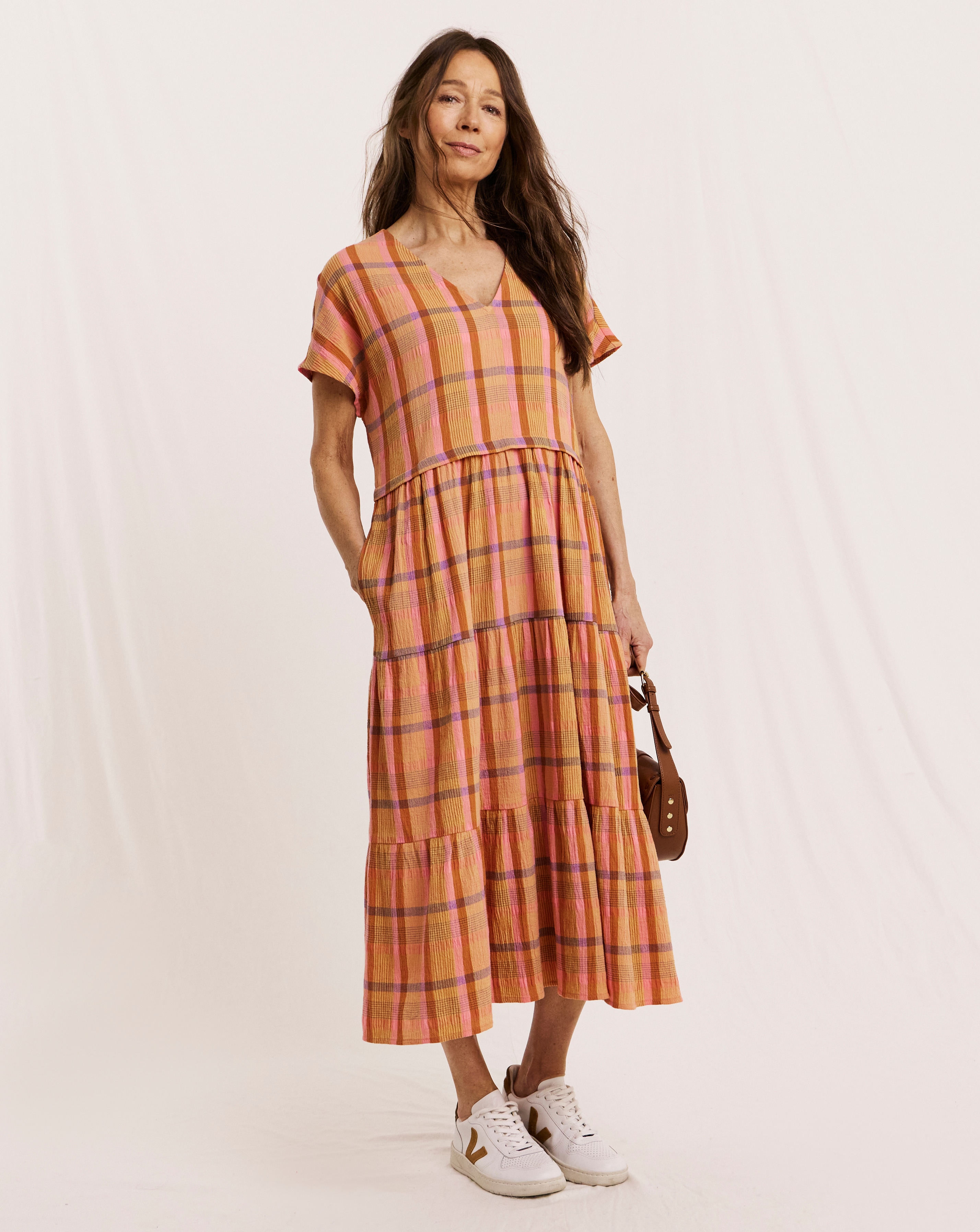 New In - Julipa Tiered Check Midi Dress