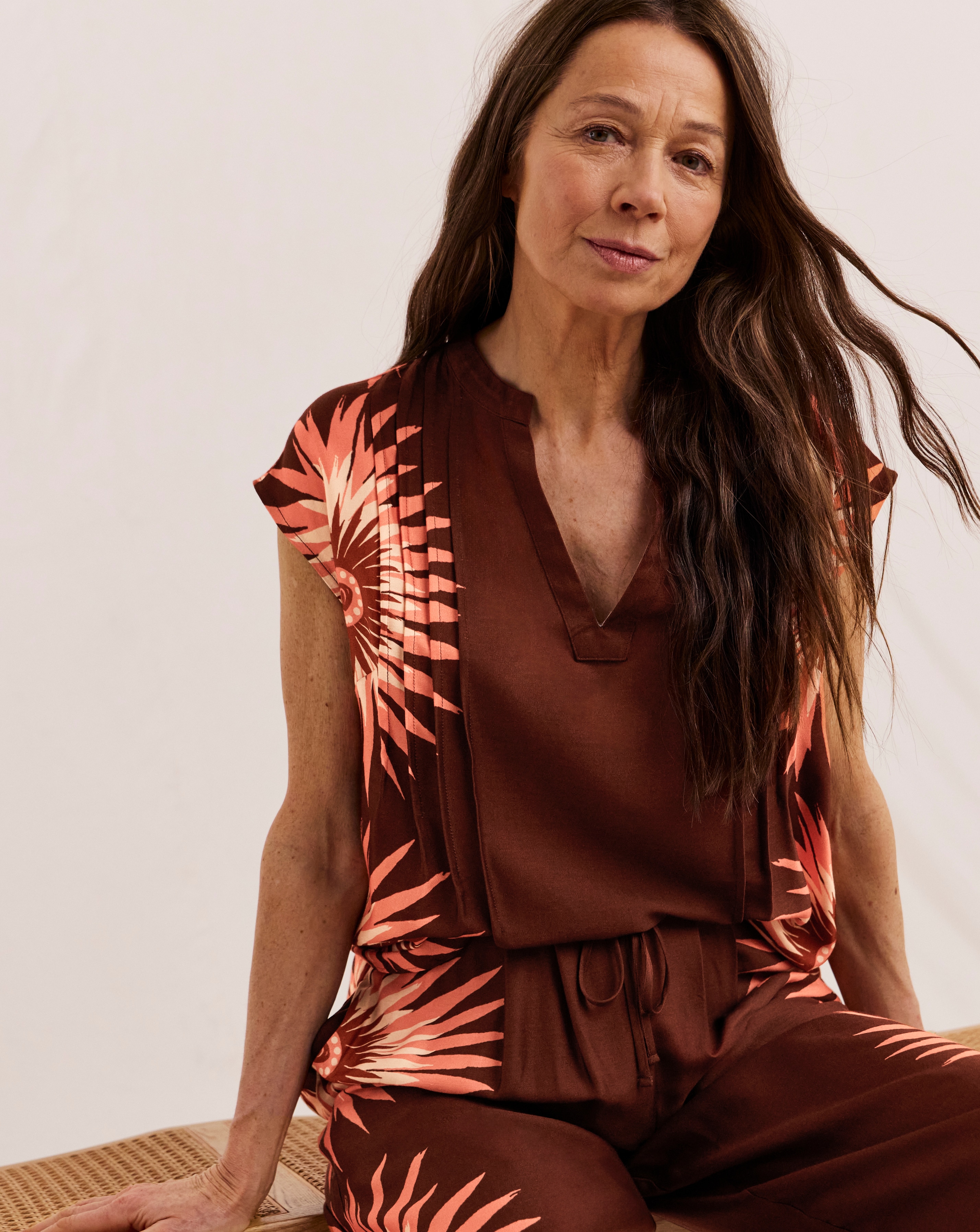 New In - Julipa Petite Pintuck Printed Co-ord Top