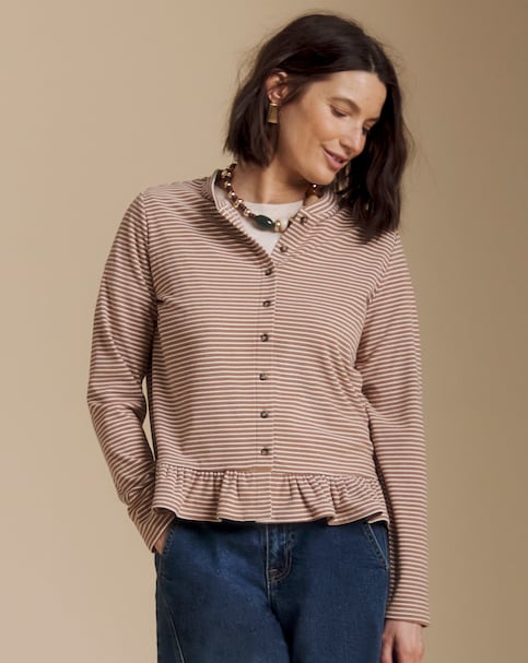 New In - Julipa Peplum Stripe Jersey Cardigan