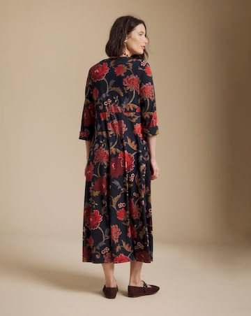 Julipa Petite Printed Button Down Jersey Midi Dress