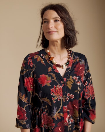 Julipa Petite Printed Button Down Jersey Midi Dress