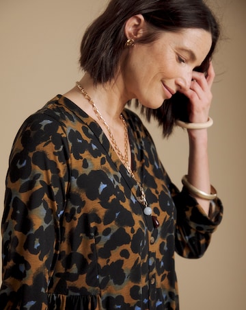 Julipa Petite Printed Button Down Jersey Midi Dress