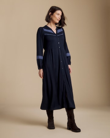 Julipa Navy Lace Trim Jersey Midi Dress