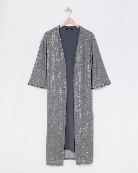 Gunmetal Sequin Kimono