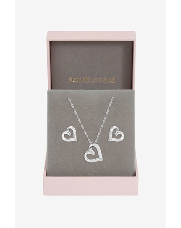 Jon Richard Rhodium Plated and Pave Twist Heart Set - Gift Box
