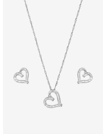 Jon Richard Rhodium Plated and Pave Twist Heart Set - Gift Box