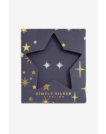 Simply Silver Sterling Silver 925 Cubic Zirconia Star Earrings - Gift Sleeve