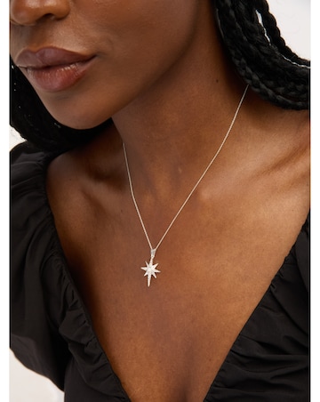 Simply Silver Sterling Silver 925 Cubic Zirconia and Opal Celestial Pendant