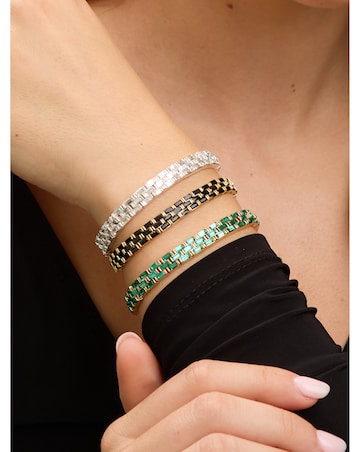 Jon Richard Gold Plated and Emerald Chain Stretch Bracelet