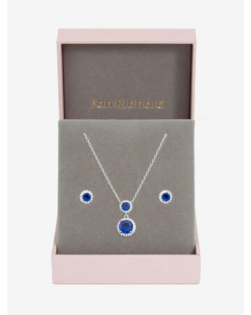Jon Richard Rhodium Plated and Cubic Zirconia Sapphire Drop Set - Gift Box