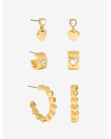 Mood Crystal Heart Earrings - Pack of 3