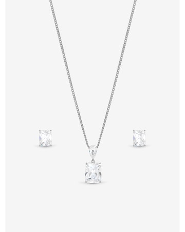 Jon Richard Rhodium Plated Crystal Open Stone Pendant Set - Gift Box