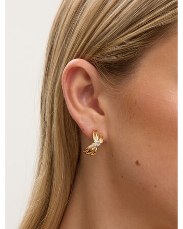 Jon Richard Gold Plated and Crystal Half Hoop Earrings