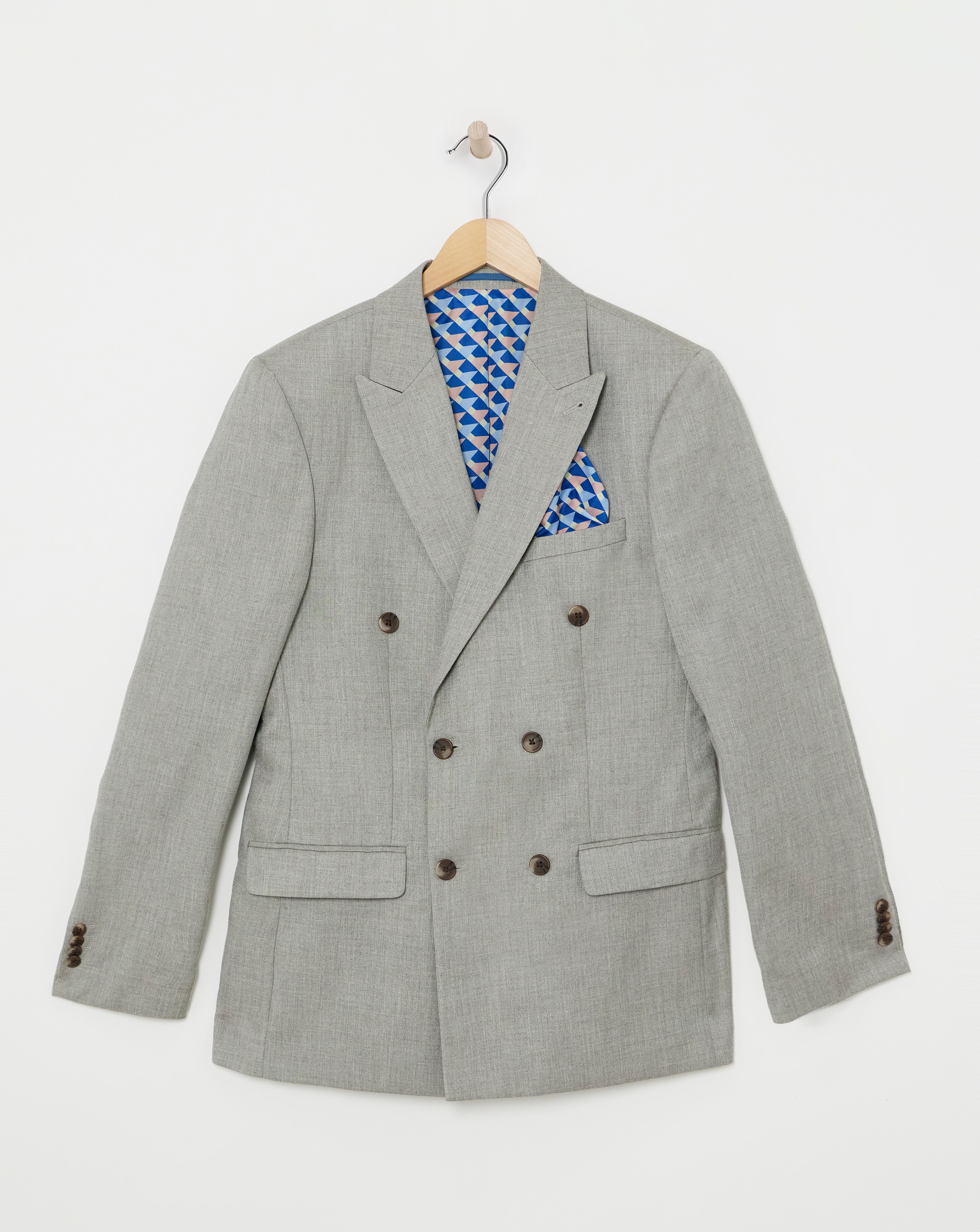 Linen Look Double Breased Suit Jacket