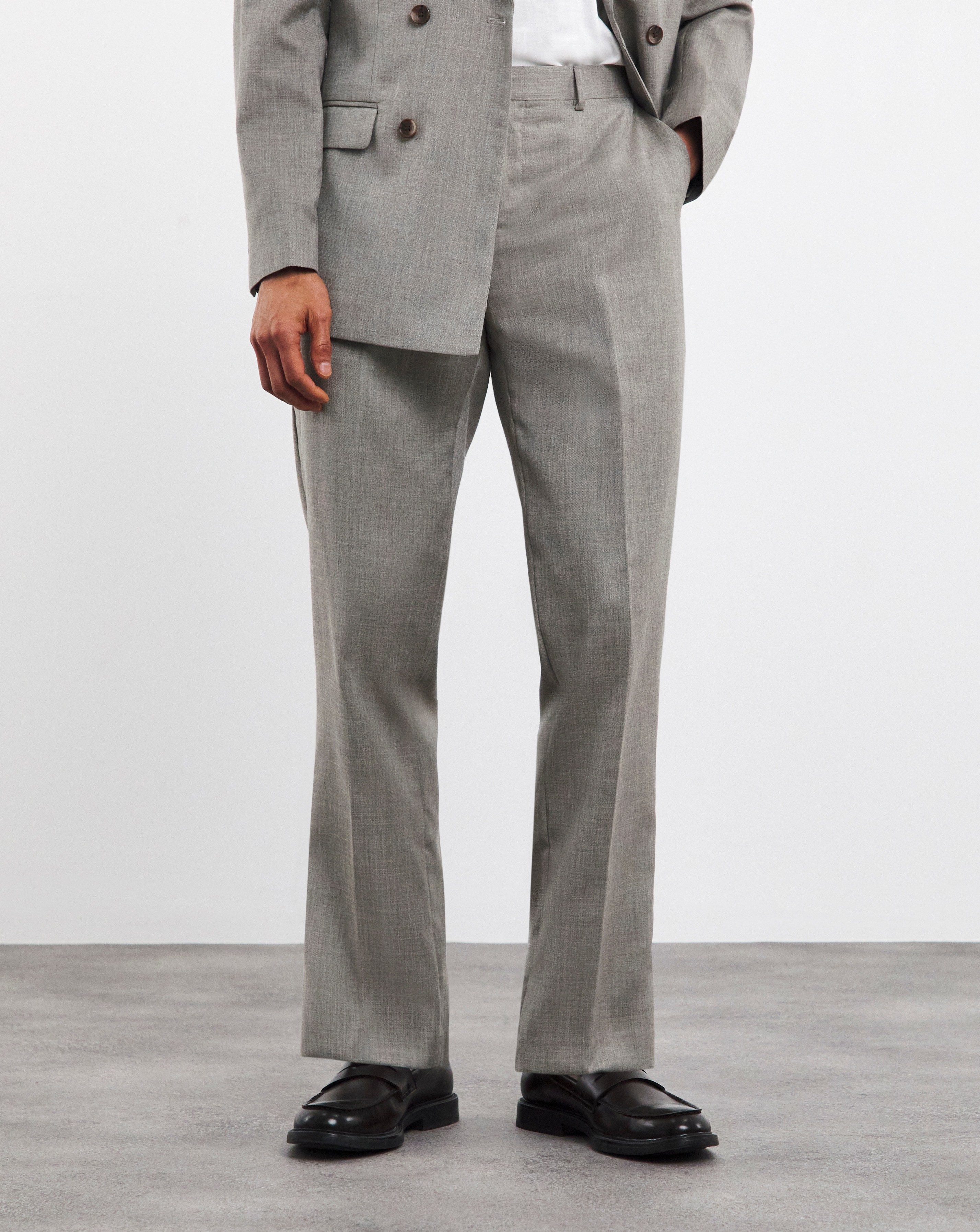 Oatmeal Linen Look Reg Fit Suit Trouser