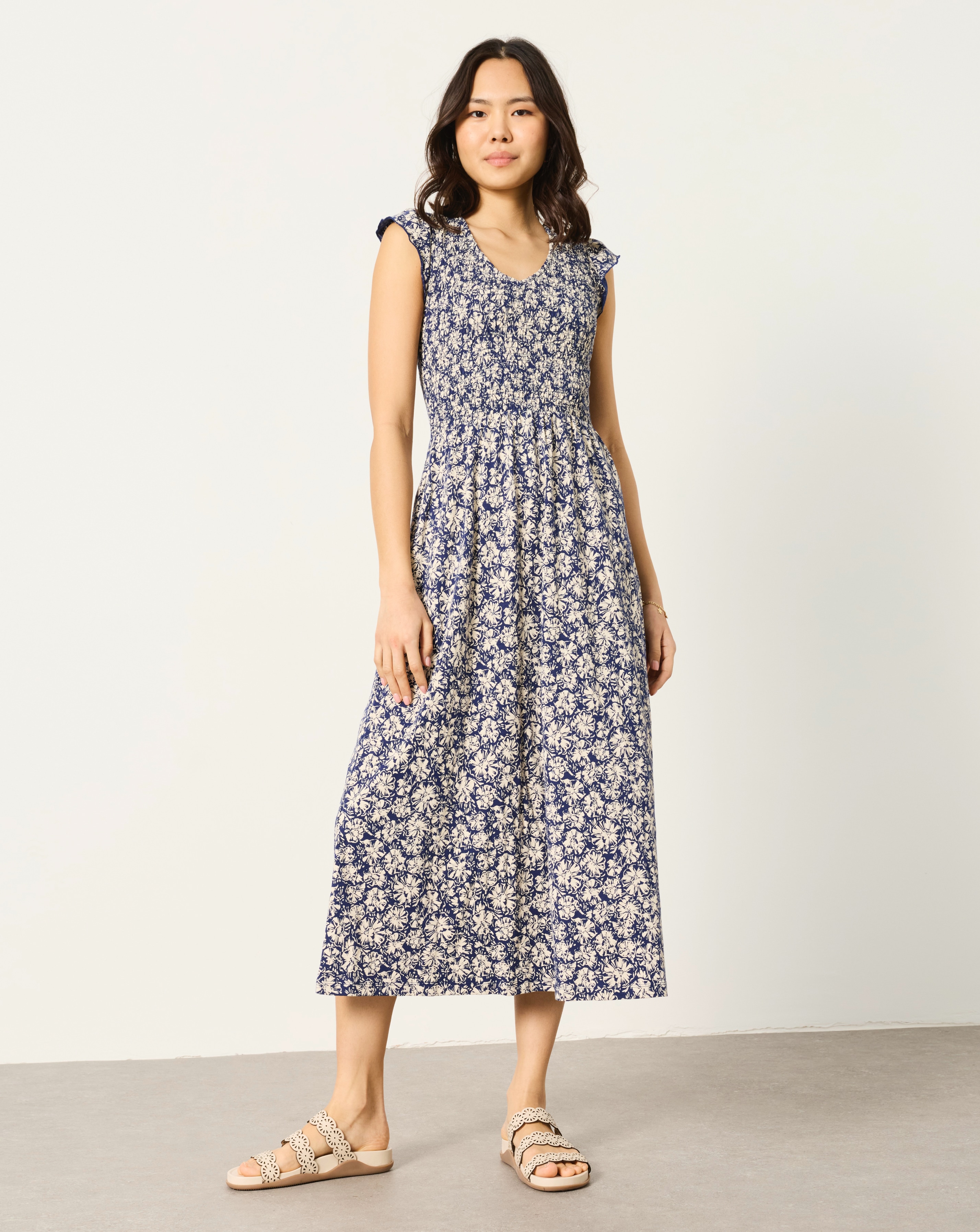 New In - Fatface Demi Shells Jersey Midi Dress