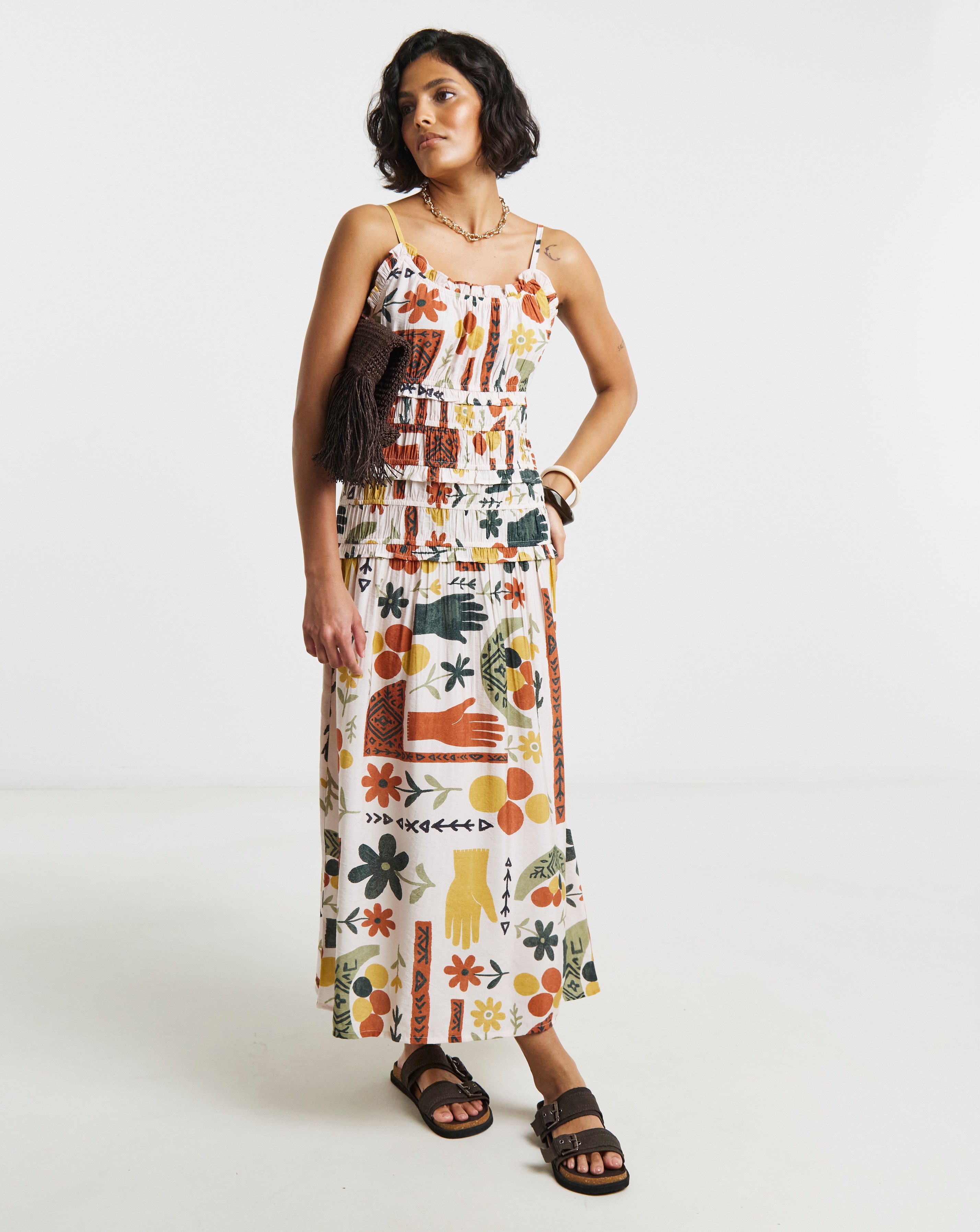 NY Shirred Cami Midi