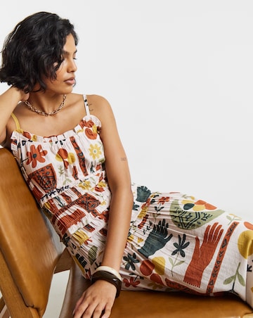 Native Youth Shirred Cami Midi Dress