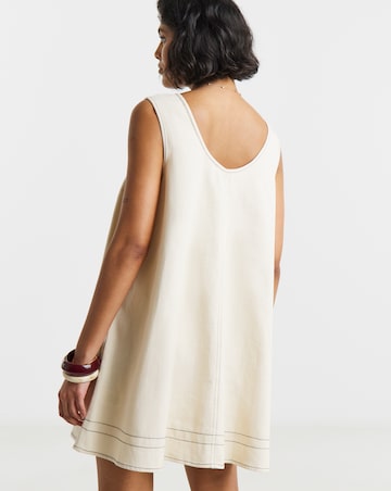 Native Youth Cotton Twill Swing Mini Dress With Cross Stick Embroidery