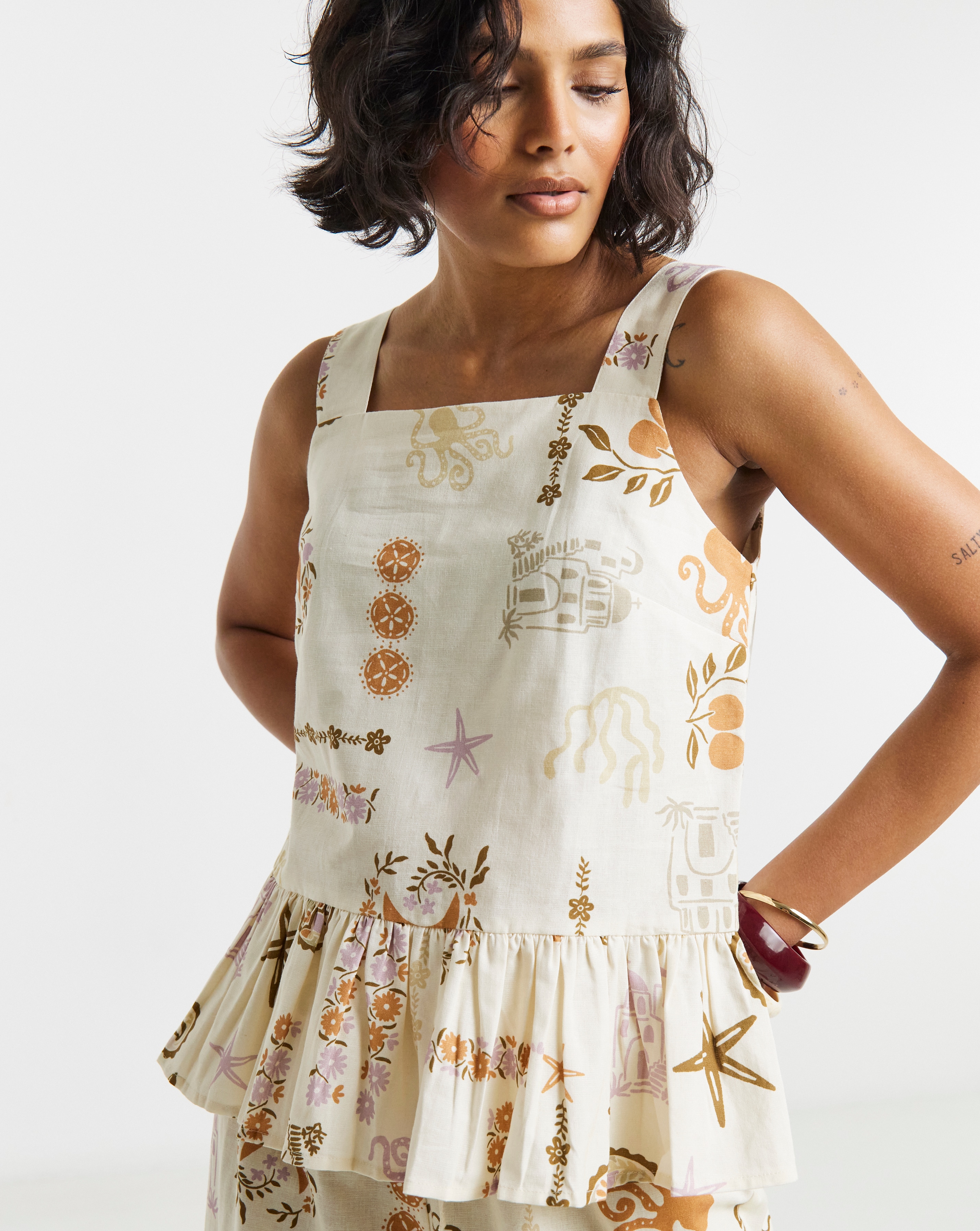 NY Printed Wide Strap Top