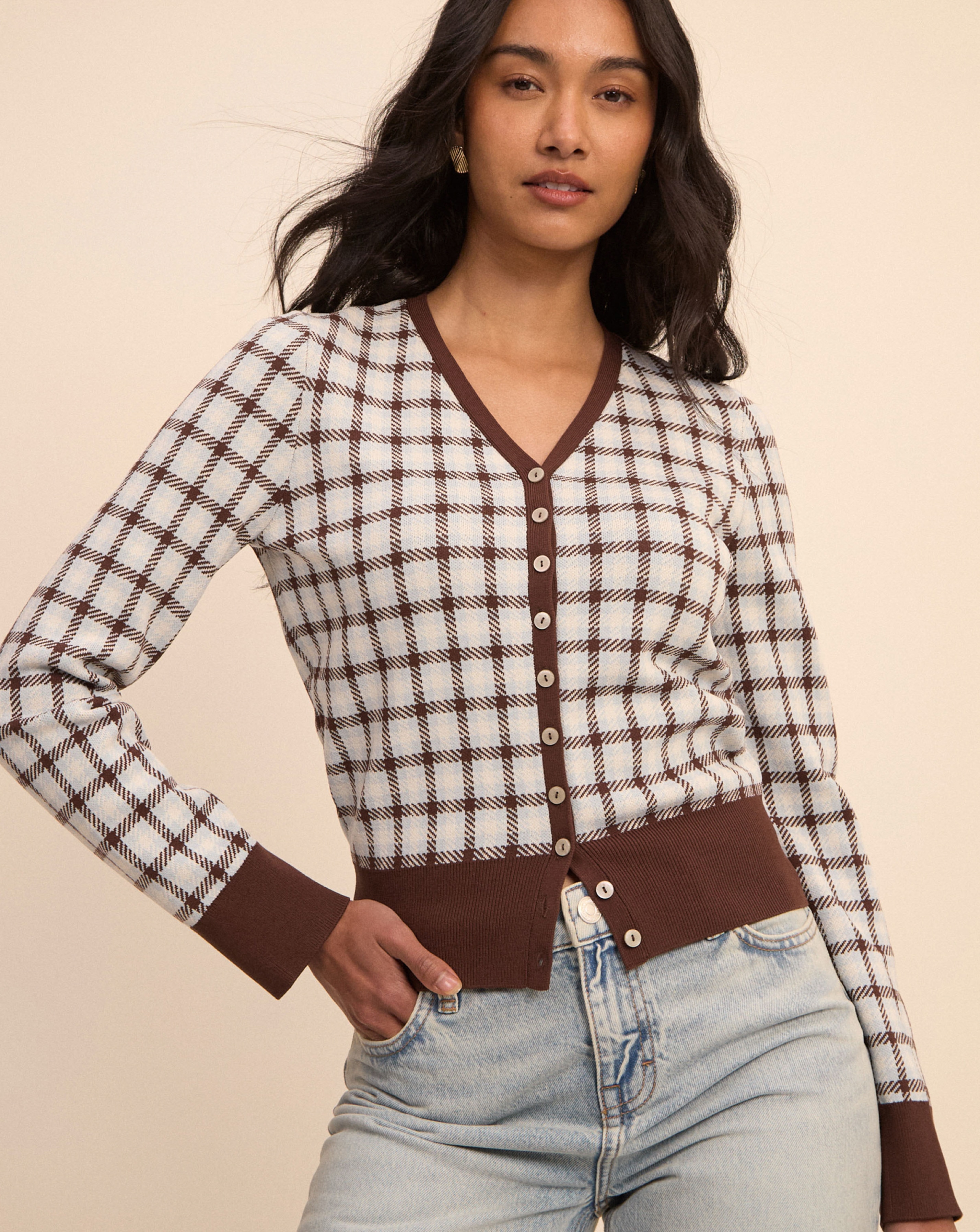 New In - NOBODYS CHILD V-NECK JACQUARD CARDI