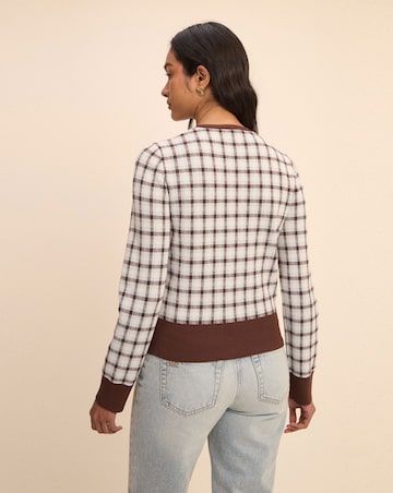 NOBODYS CHILD V-NECK CHECK JACQUARD CARDI
