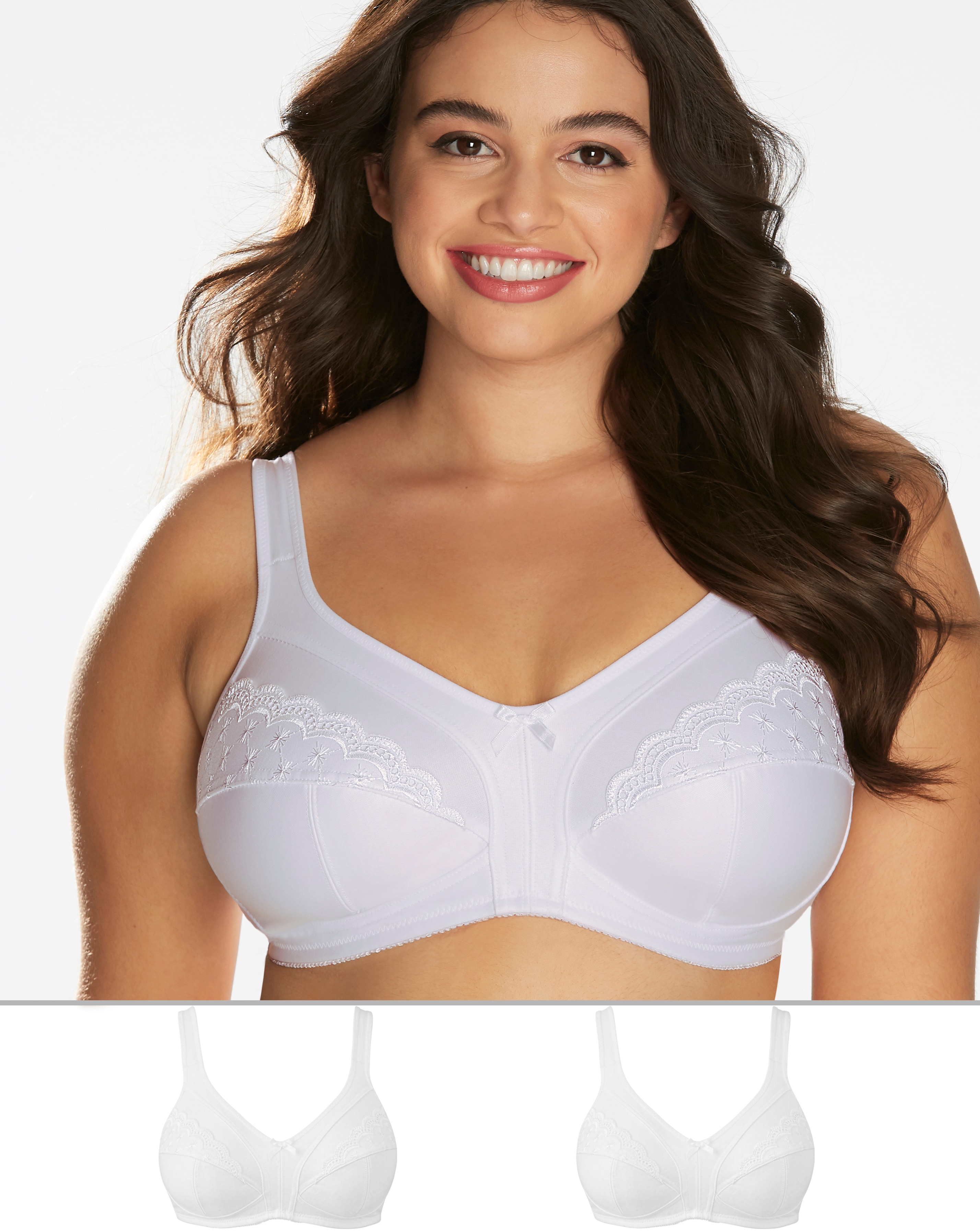 2 Pack Sally Minimiser White Bras