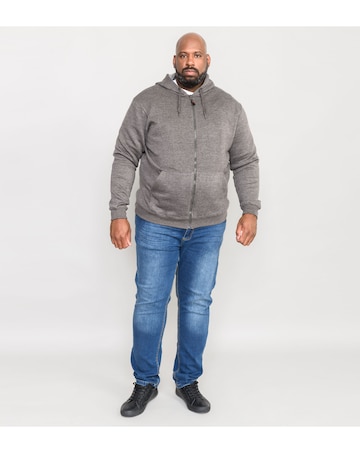 D555 Big & Tall Cantor Heavy Weight Zip Through Hoodie - Grey