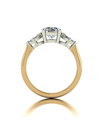 9ct Gold 1.60ct total eq Moissanite Solitaire ring with marquise sides