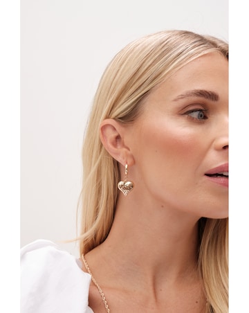 Mood Gold Polished Textured Heart Huggie Hoop Earrings