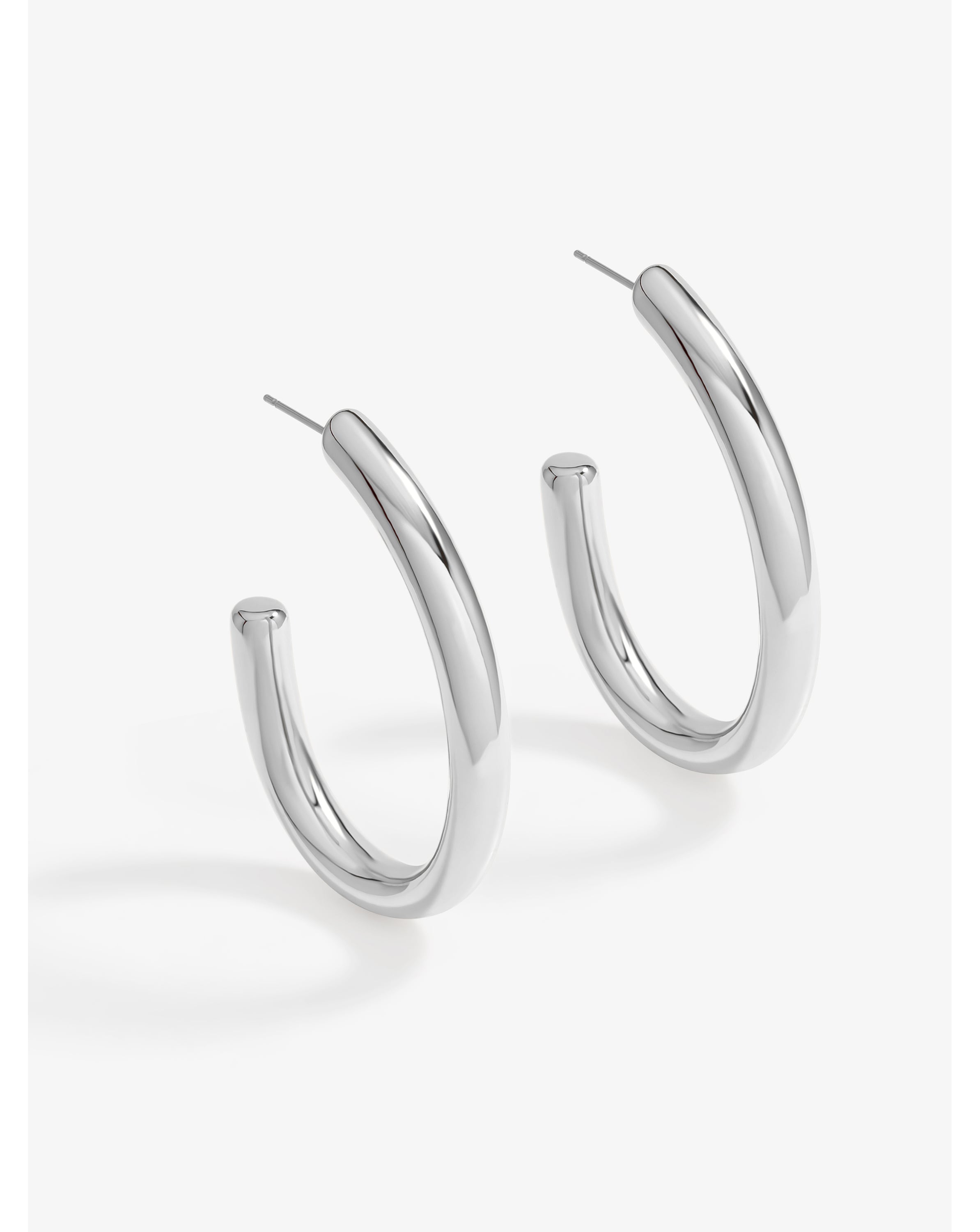 Mood Silver Polished Simple Large Hoops