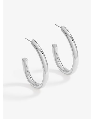 Mood Silver Polished Simple Large Hoop Earrings