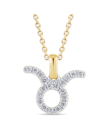 9ct Gold Diamond Taurus Pendant on 18 inch chain