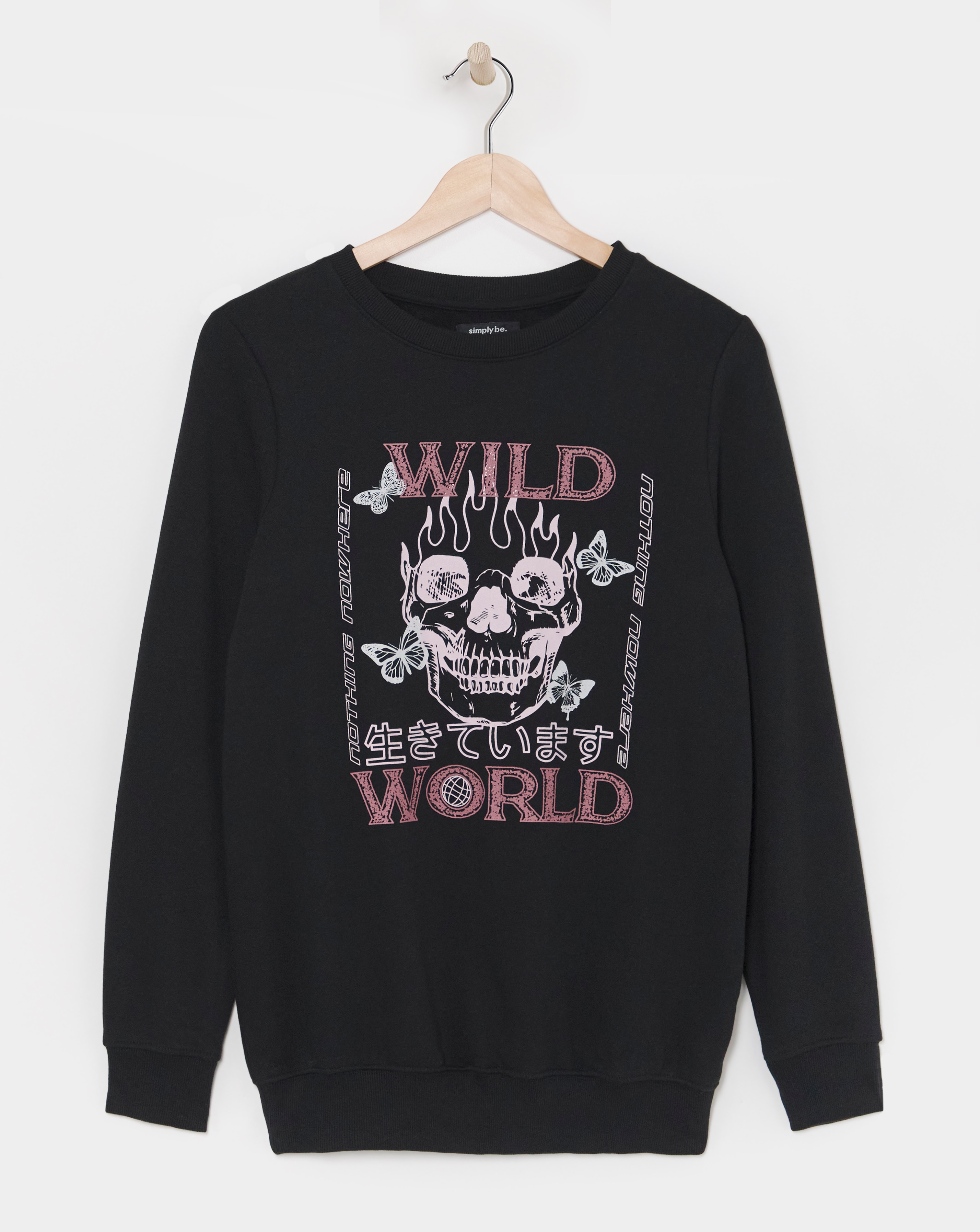Black Wild World Slogan Sweatshirt